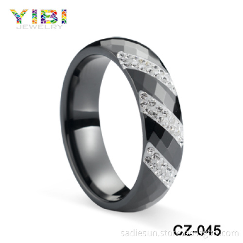 Wholesale Fashion Jewelry Mud Black Ceramic CZ Ring